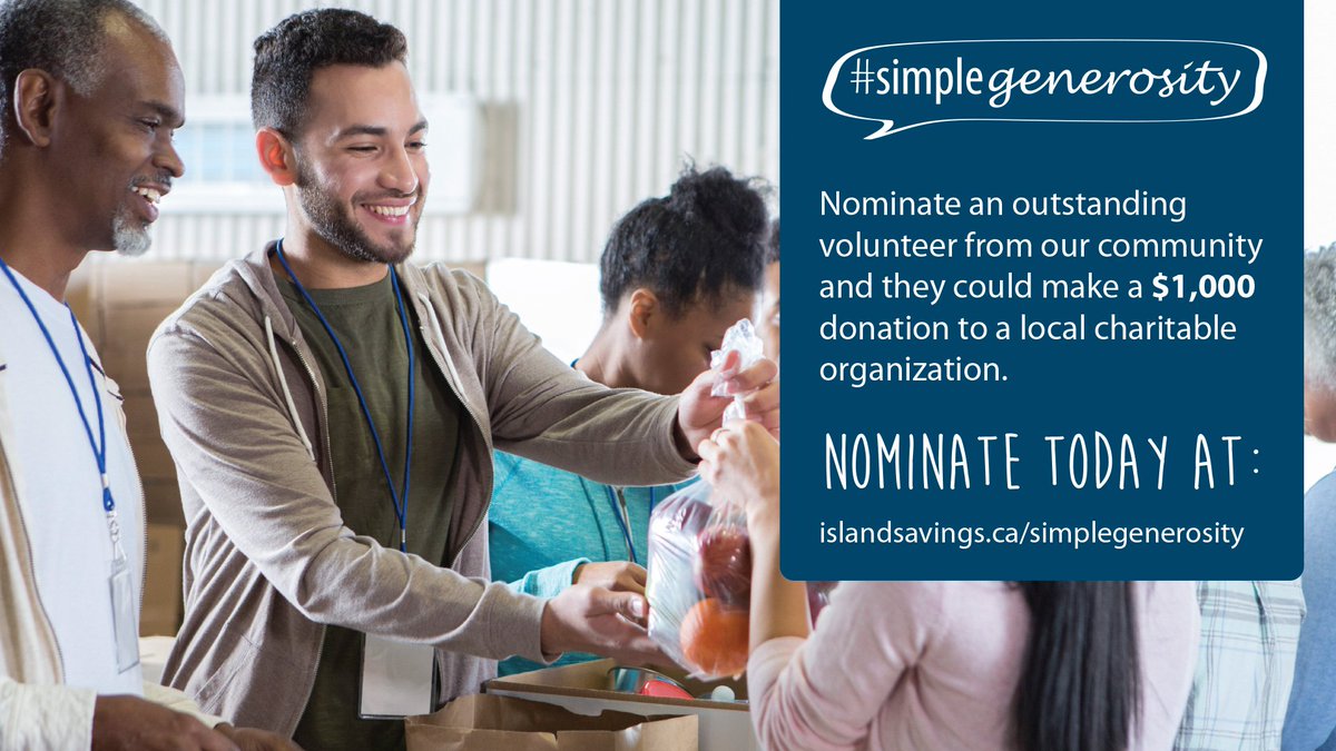 Island_Savings's tweet image. #SimpleGenerosity – it’s our way of celebrating community leadership, volunteerism &amp;amp; local non-profits that help our communities thrive! Nominate a stand-out volunteer in your community today! ⭐ ow.ly/6azp50vYmYd