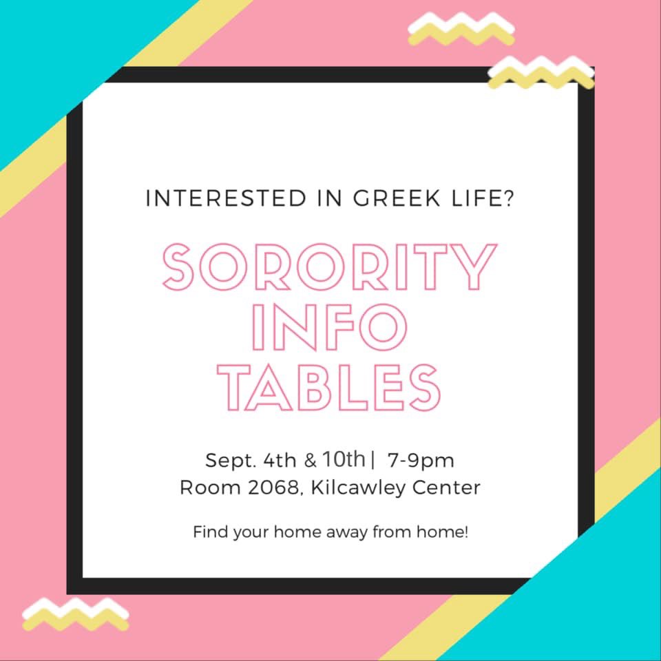 Come see what Greek life is about!! Tuesday @ 7 pm! :)