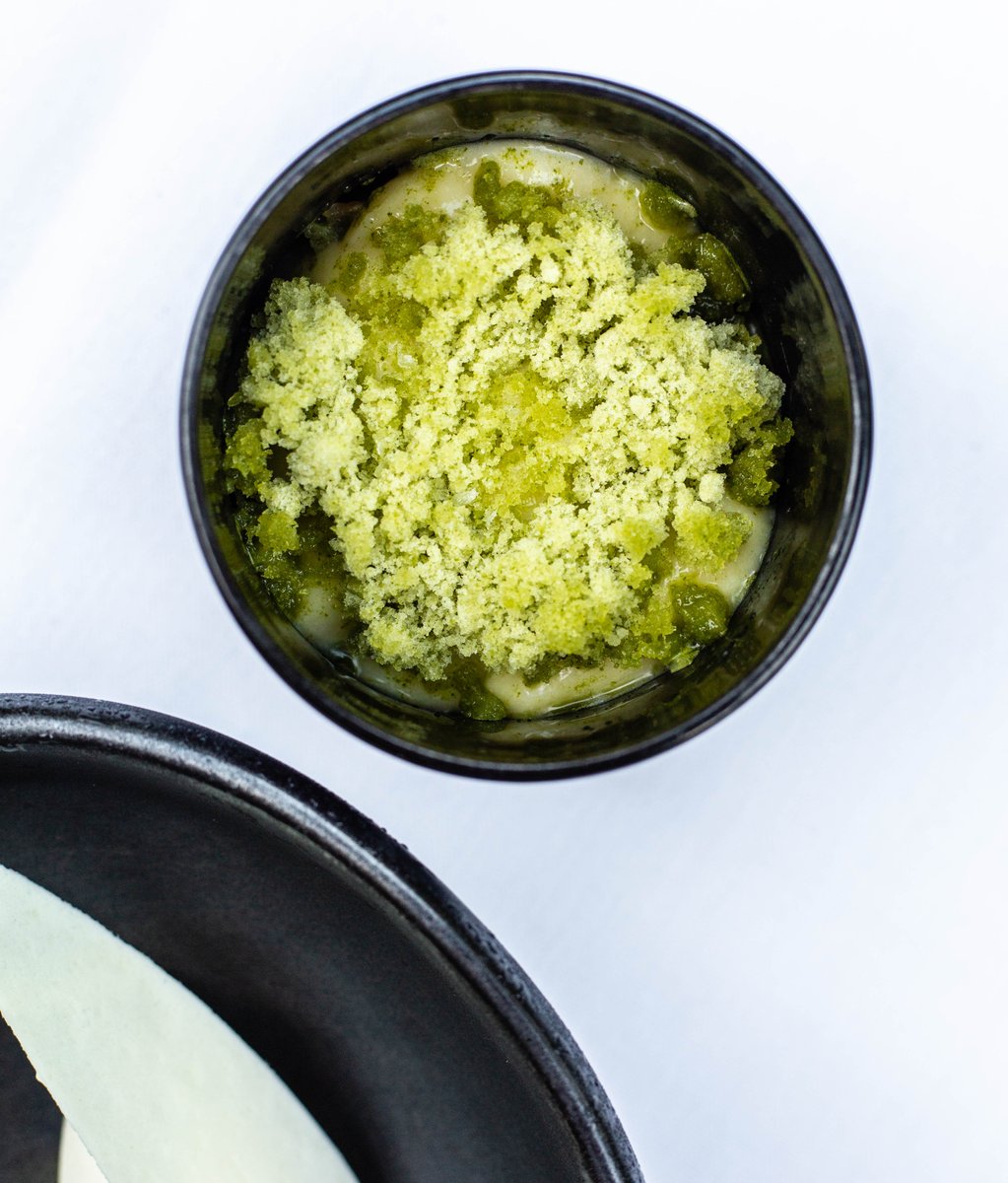 Dessert on our $75 Green Menu | Green apple, pineapple sage, melon, cucumber, lime, olive oil. This Explorative Dinner Series menu will switch at the end of the month, so come enjoy it now while it's available!
