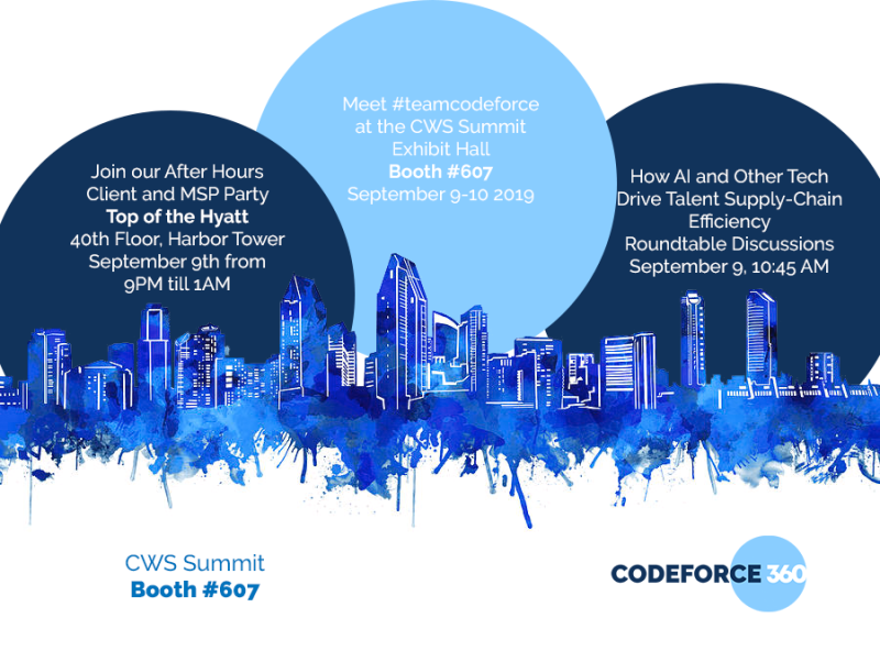 codeforce360's tweet photo. If you are Staffing Industry Analysts, @CWSSummit or at @SIAGigE, Catch #teamcodeforce at booth #607 or join ur party on Sept 9 from 9PM at #TopofTheHyatt.
Join our round table on How AI and Other Tech Drive Talent Supply-Chain Efficiency on Sep 9 at 10:45AM.
#CWSSummit #SIA https://t.co/qEm3YKKapg