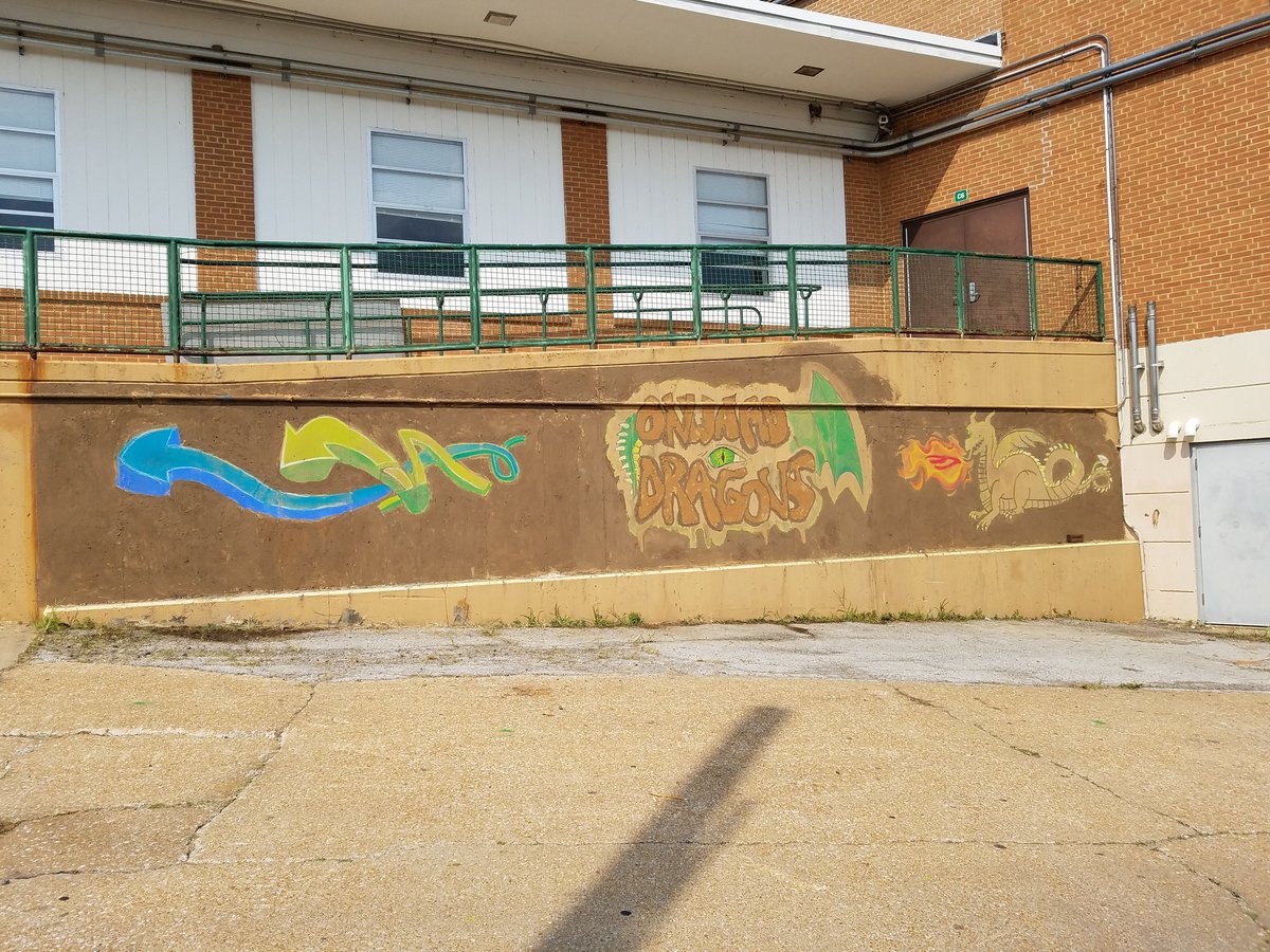 ADaegling's tweet photo. 2019 Onward Dragons Mud Mural.  @DeSotoJH https://t.co/dmz5E8p0TU