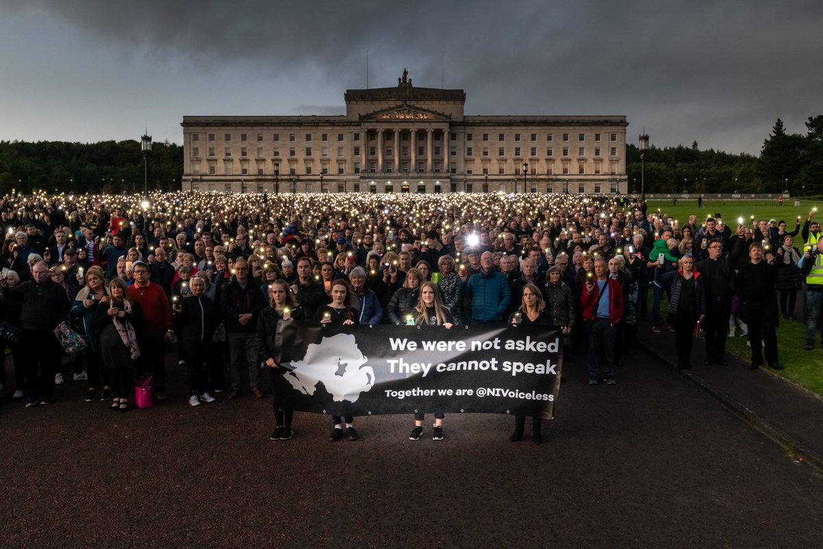 20,000 people gathered tonight at Stormont Estate to say #WeWereNotAsked and #TheyCannotSpeak - now we urge you to: 1) Stand for the lives of the unborn; 2) Speak about what abortion is and why it is not the answer; 3) Serve women and families so they can let their children live