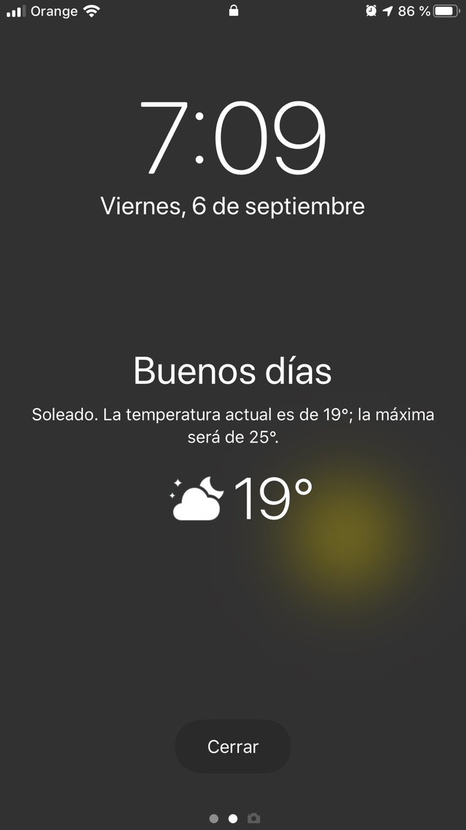 Oscarbses's tweet image. On #iOS131beta2 with the alarm show the meteo of the day