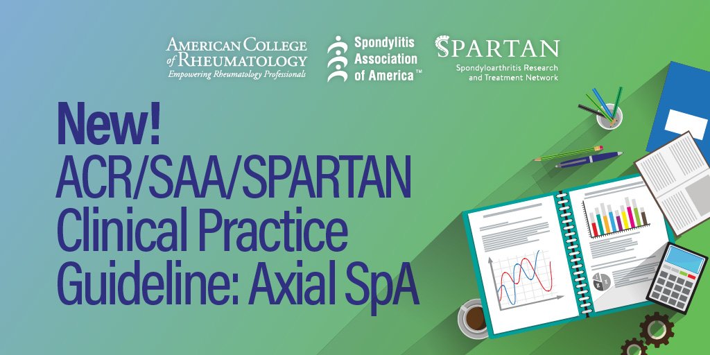 ACRheum's tweet photo. 2019 ACR/SAA/SPARTAN axial SpA clinical practice guideline features updated recommendations designed to provide guidance regarding the use of new medications &amp; axial imaging in the treatment of adult patients with AS &amp; nonradiographic axial SpA. – details: https://t.co/1dzsCZR1cG https://t.co/BClm8wq13d