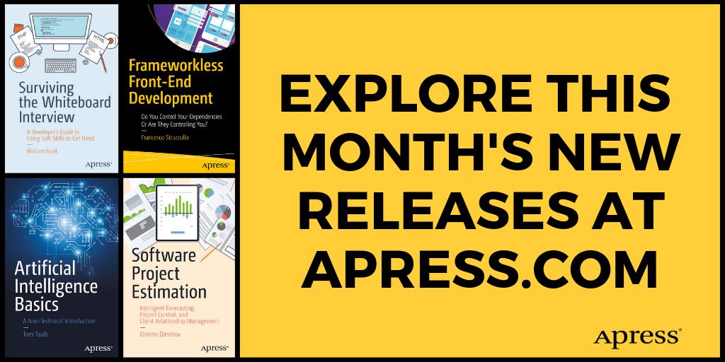 Apress's tweet image. We&apos;ve got dozens of exciting new titles that just released! Books on AI, Python, Oracle, and so much more are available NOW at Apress! #AI #artificialintelligence #whiteboardinterview #R #agile #Oracle #sql #python #aspdotnet

apress.com/us/services/ne…