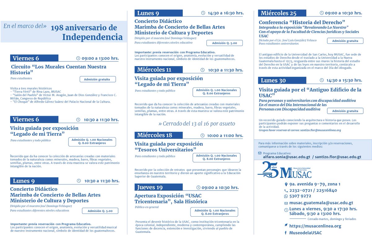 Estimados amigos! Los esperamos en nuestras actividades durante el mes patrio!