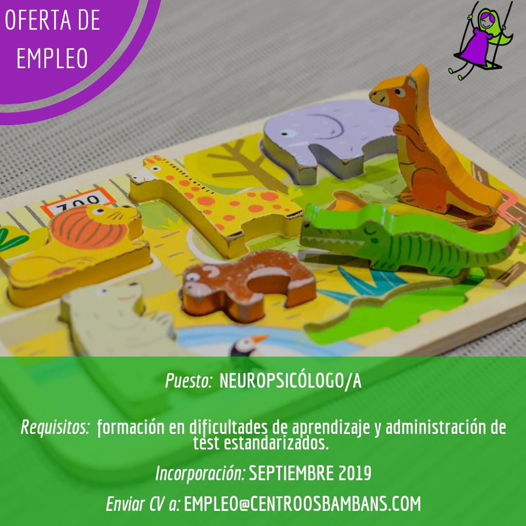 ¡OFERTA DE EMPLEO! Si eres una persona dinámica, comprometida y te gusta trabajar con población infantil y sus familias ¡únete a nuestro equipo! Envía tu CV a empleo@centroosbambans.com #Neuropsicología #Neurociencia #rehabilitacion #infancia #Vigo #aguarda #Pontevedra #galicia
