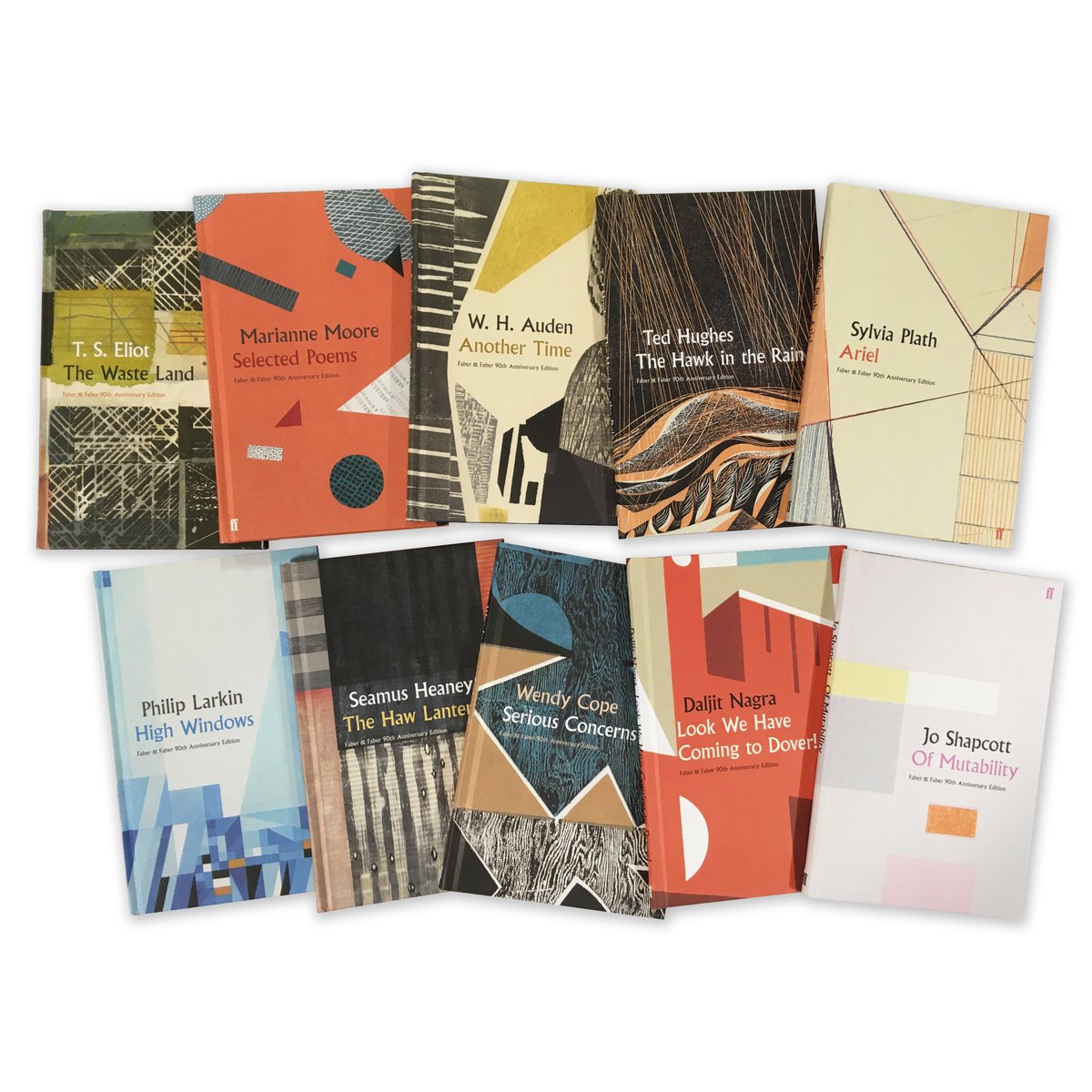 Out now for Faber's 90th, 10 poetry hardbacks featuring work by printmakers &amp; makers Jonathan Gibbs; Eleanor Pritchard; Jonathan Lloyd; Charles Shearer; Bronwen Sleigh; <a href="/askrope/">Amanda-Sue Rope</a>; <a href="/PaulFurneaux/">Paul Furneaux</a>; Peter Green; <a href="/paul_catherall/">Paul Catherall</a>; <a href="/LawrensonEmma/">Emma Lawrenson</a>.Thanks <a href="/stjudesprints/">St. Jude's</a> and <a href="/PallantGallery/">Pallant House Gallery</a>
