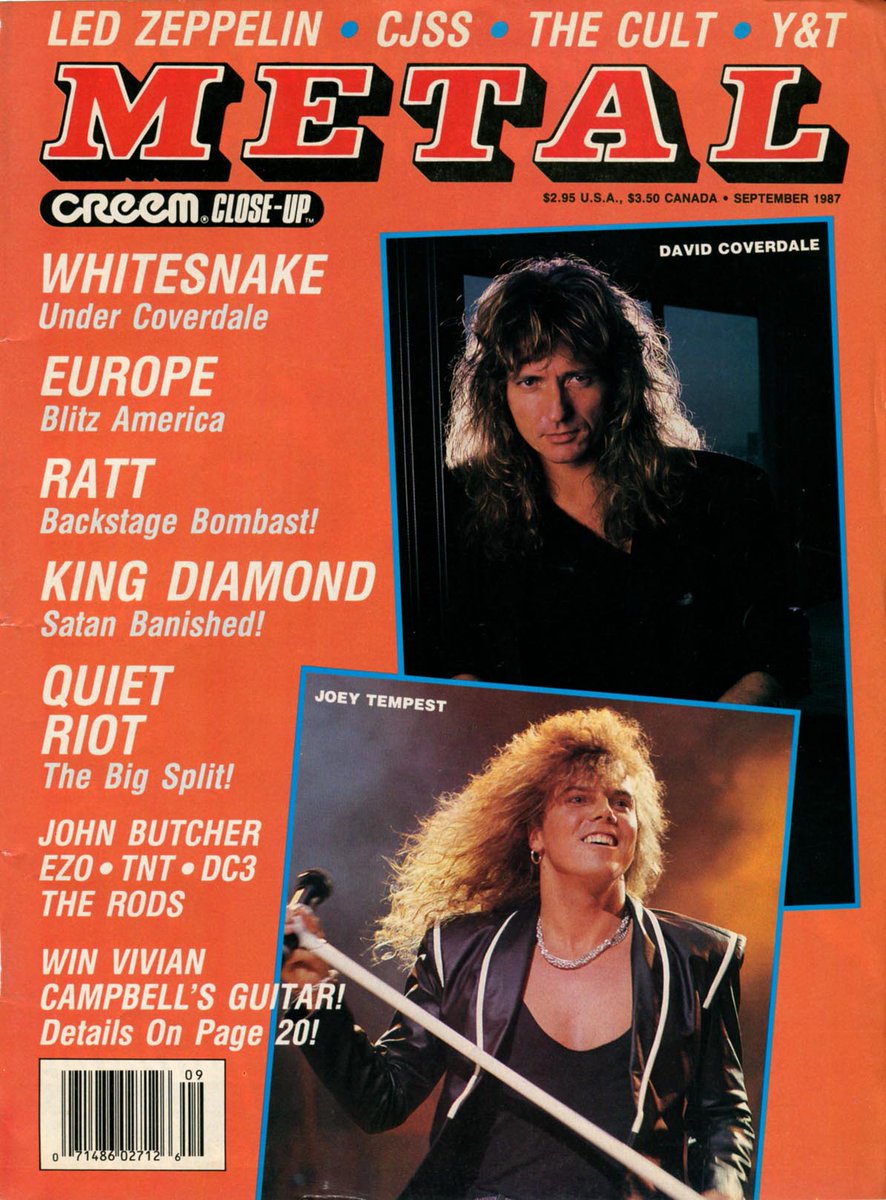 Jorg Planer On Twitter The David Coverdale Whitesnake Magazine Cover Collection Together On The Cover Of Metal Creem Close Up From September 1987 Together On Tour In South America This Month