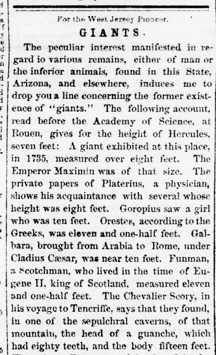 20. Tales and references throughout history -from the West-Jersey Pioneer May 13, 1870 p1
