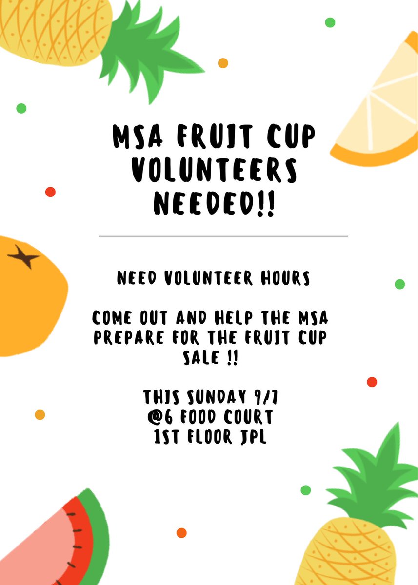 UTSAMSA's tweet image. MSA FRUIT CUP SALE THIS MONDAY!!! If you need volunteer hours come out this sunday to help us prepare!!🍌🍉