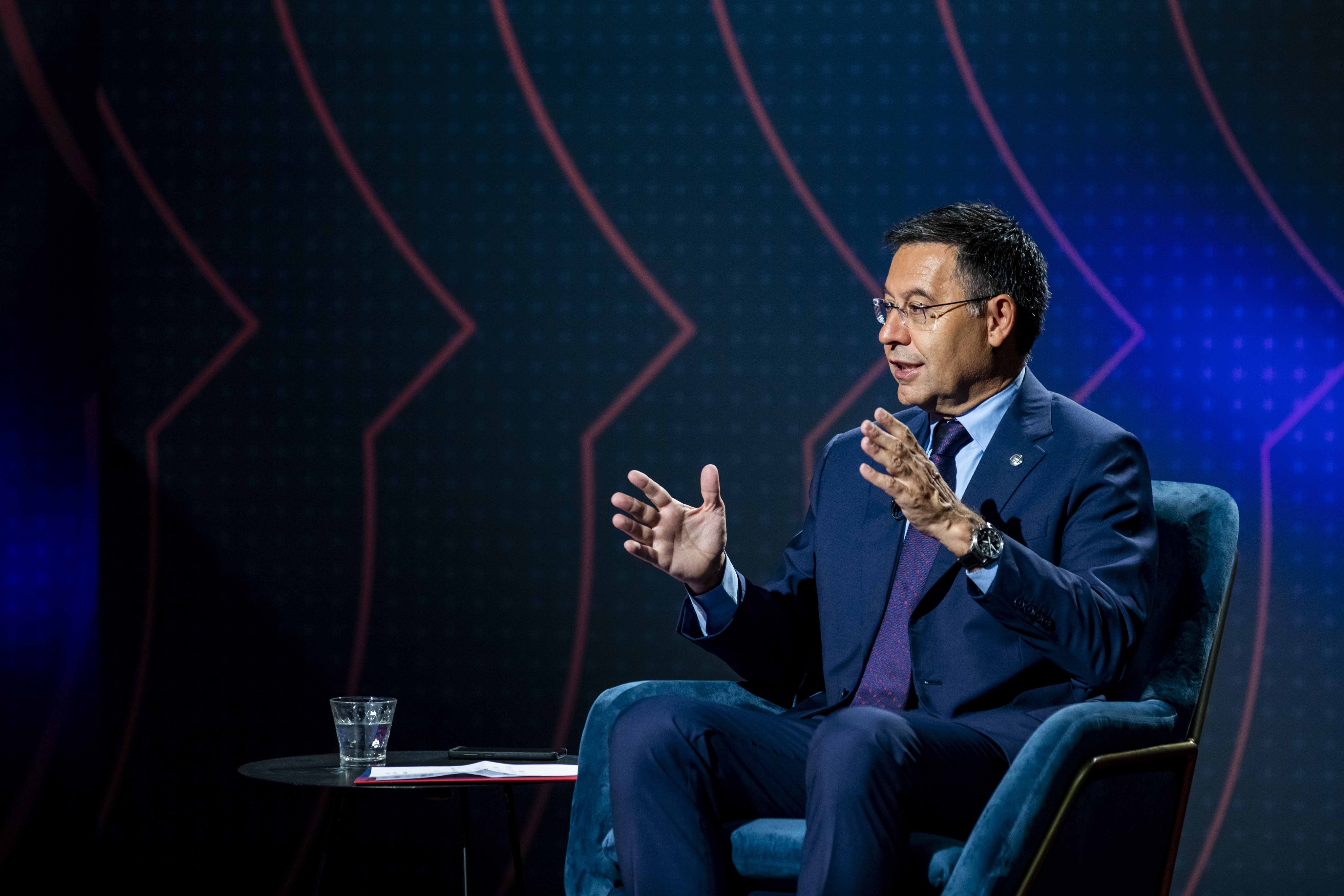 Bartomeu, durante la conferencia en la que habló, entre otras cosas, de Leo Messi (Foto: FCB).