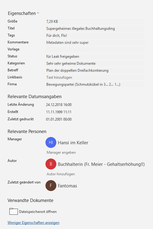 xjanpet's tweet image. #Metadaten gelten jetzt laut #Austrotwitter und mancher JournalistInnen also als Indiz/Beweis, ob ein Dokument geändert wurde oder nicht. Blöd nur, dass man Metadaten z.B.: bei #Excel-Dokumenten nach Lust und Laune ganz einfach ändern kann. #OEvpHack #ÖVP