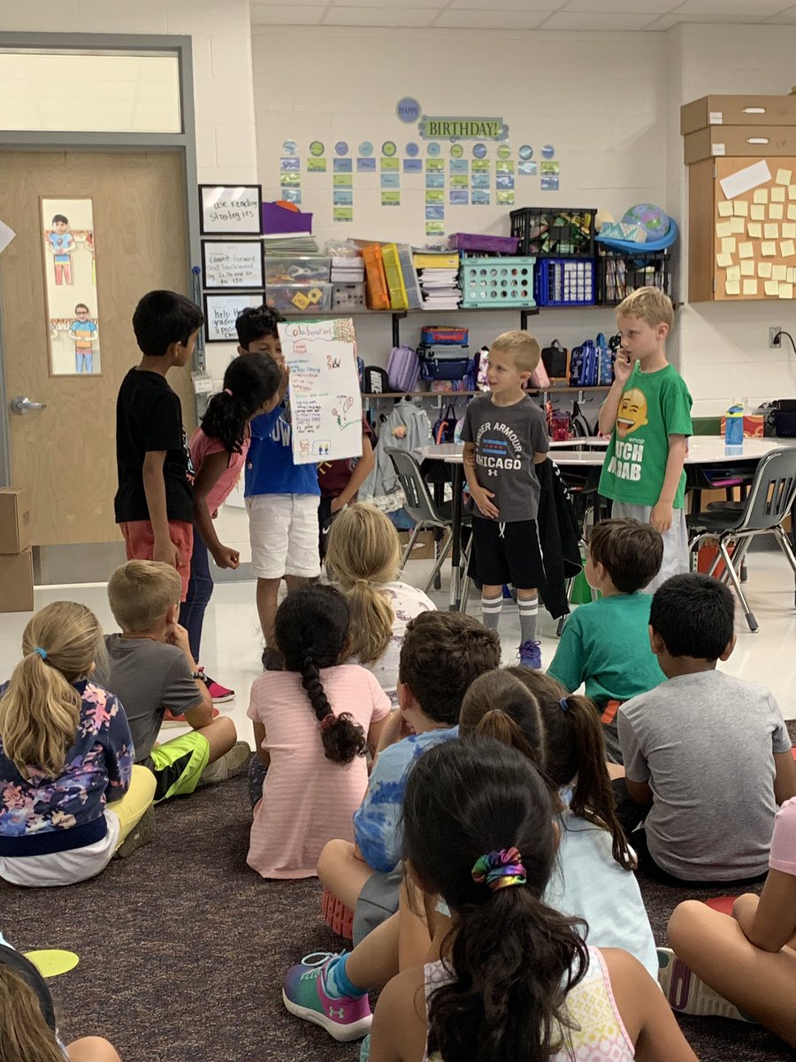 Presenting our public products and get some feedback from our peers before we present to 1st grade! #critiqueandrevision @GoshenPostES #gogpgators