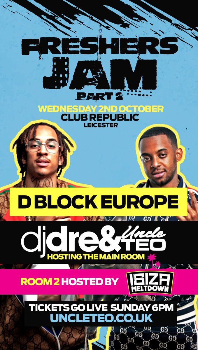 It’s official 

And it’s taking place in Leicester 

2nd October

<a href="/clubrepublicuk/">Club Republic</a> 

The biggest Freshers booking to happen in the country! 

#FreshersJamPt2 

Tickets go live Sunday 6pm 

Uncleteo.co.uk