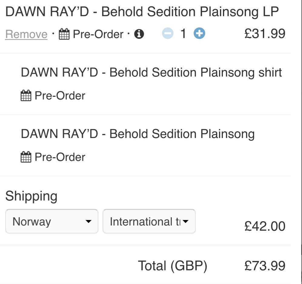 livetlekte's tweet photo. @holyroarrecords Is there something wrong with the shipping calculation?
£42 sounds a bit much even for norway. https://t.co/2vBRErT72j