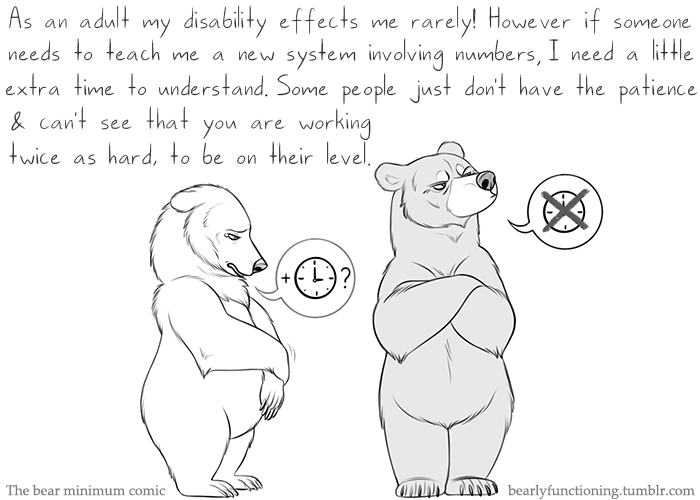 Dyscalculia is almost as common as Dyslexia but it is so unheard of that even auto-correct tells me it doesn’t exist :P So I'm doing my part to raise awareness. I was thankful to scrape a passing grade in HS! People tend to think you’re just dumb or not trying on first impression