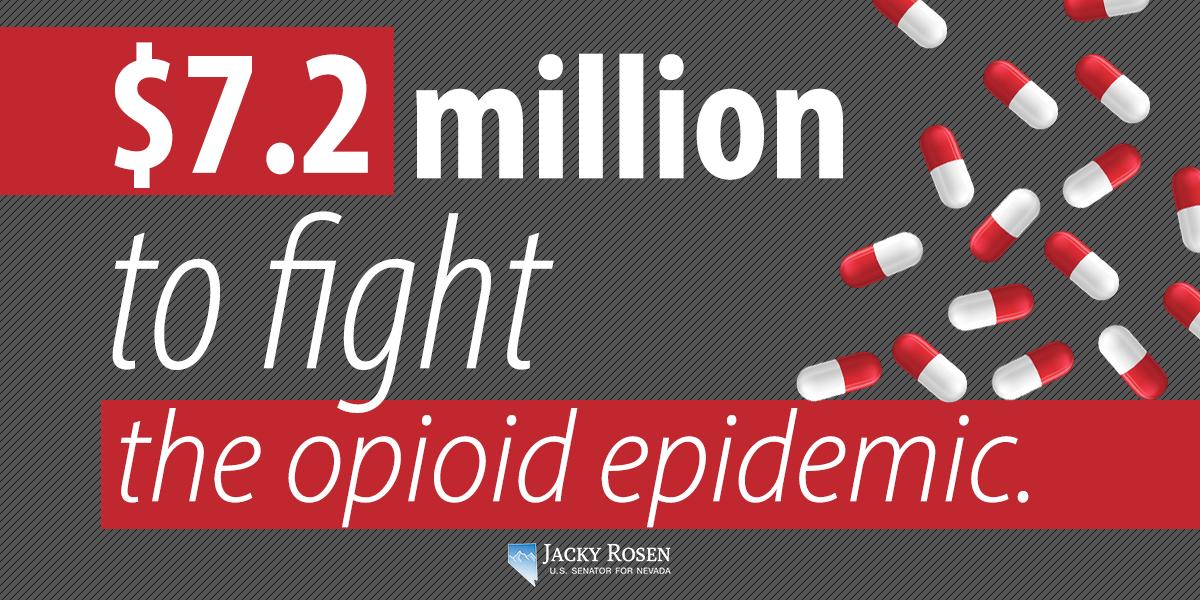 Red and gray graphic that reads "$7.2 million to fight the opioid epidemic."