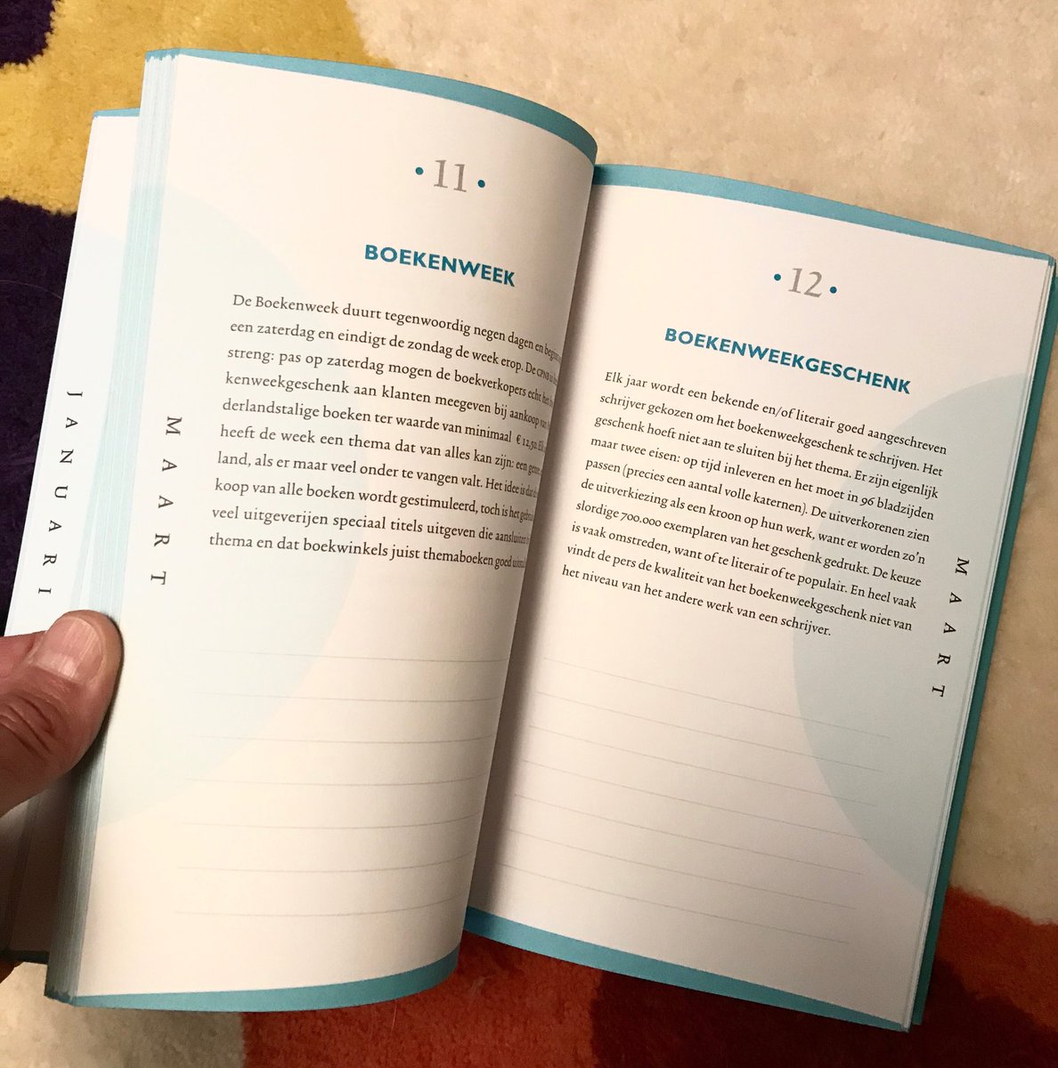 LidewijdeParis's tweet photo. Hij is er! Voormalig scheurkalender nu prachtboek kleur op snee, met lijntjes voor verjaardagen, boekideeën, citaten of wat ook maar! Weekenden nu 2 teksten! ISBN 978-90-8516-529-3 dank @B4Books prachtig! #leestip #cadeautip #leesplezier #boekcadeau #leesidee #leesclubtip https://t.co/7YAH674cxi