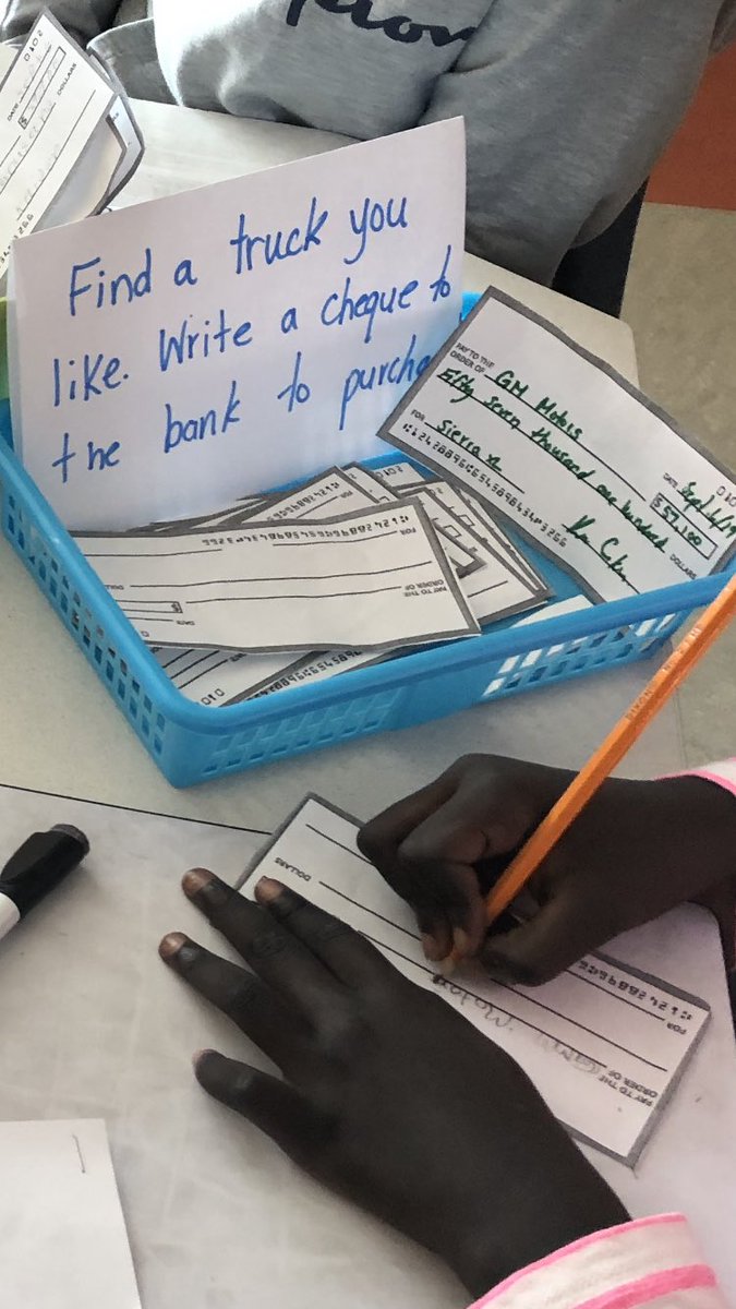 mscrocker_'s tweet image. Writing cheque’s to GMC to purchase their very own truck! 🤑#placevalue #writtenform #mathwithsomeone