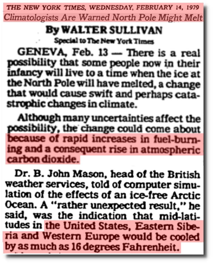 Four years later (1979) and scientists featured by the New York Times were predicting the increase in co2 could cause......global cooling.