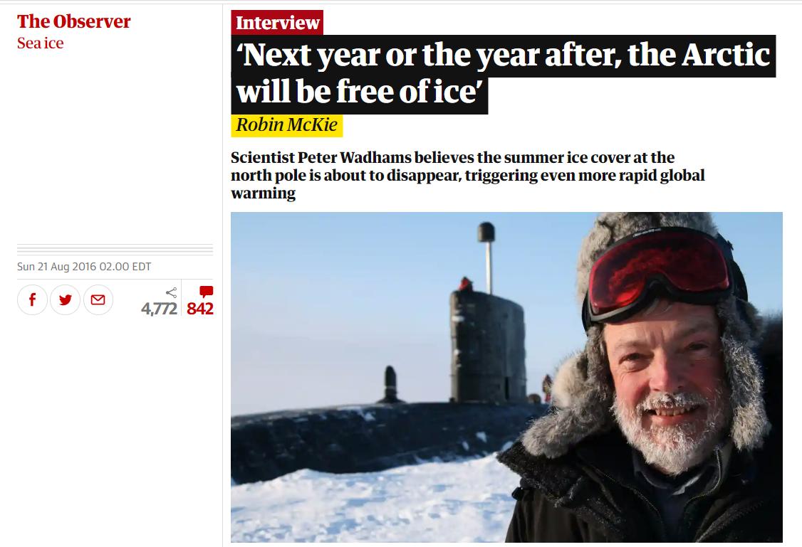 Wait! No! In 2016, a Professor of Ocean Physics at Cambridge proclaimed the actual date will be "next year or the year after".