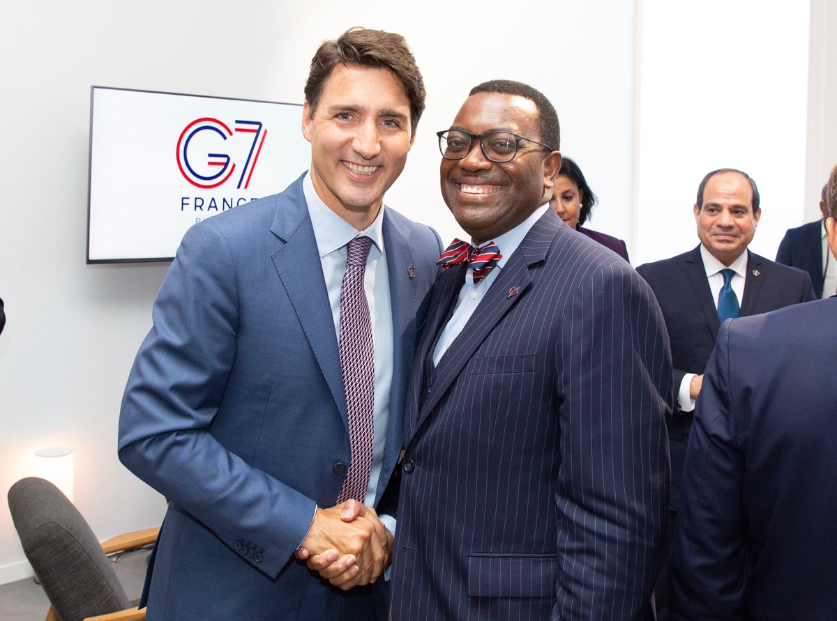 akin_adesina's tweet image. I was delighted to be able to thank Prime Minister of Canada ⁦@JustinTrudeau⁩ at the G7 meeting for his strong support for the African Development Bank, and Canada’s $1.1 Billion in temporary callable capital to the Bank. Thanks very much my dear Prime Minister! 💕🙏🏻