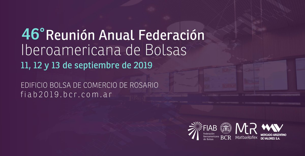 a3mercados's tweet photo. 46° Reunión Anual
Federación Iberoamericana de Bolsas
#FIAB - 11, 12 y 13 de Septiembre
El encuentro contará con el #FIABHighTech, evento que contempla paneles relacionados al mundo #fintech y al #mercadodecapitales.
https://t.co/2LMrmk6Puo https://t.co/r4N9QrNv7m