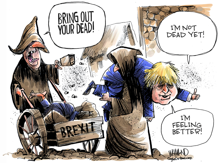 DaveWhamond's tweet photo. Bo Jo lost his Mo Jo! Apologies to #MontyPython Bring out your dead! #Brexit #BrexitChaos #BrexitShambles #BorisJohnson #anarchyinuk #NoDealBrexit https://t.co/X0dtWsNfNF