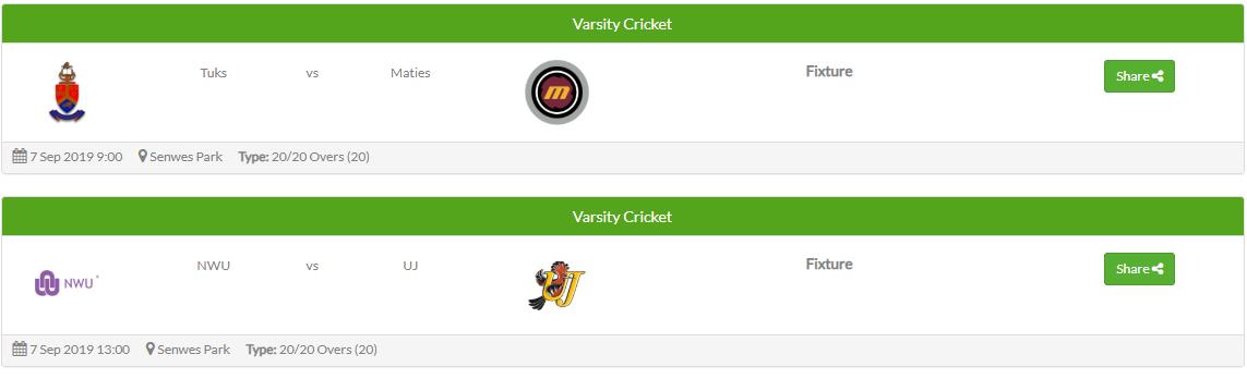 Here is the final log standings for the <a href="/varsitysportsSA/">Varsity Sports</a> #GooiSomeGees #VarsityCricket
<a href="/tukscricket/">TuksCricket</a> take on <a href="/MatiesCricket/">Maties Cricket</a> in Semi Final 1
<a href="/theNWU/">NWU - North-West University</a> take on <a href="/UJ_Sport/">UJ Sport</a> in Semi Final 2
Follow all the action live at websports.co.za/league.html?Le…