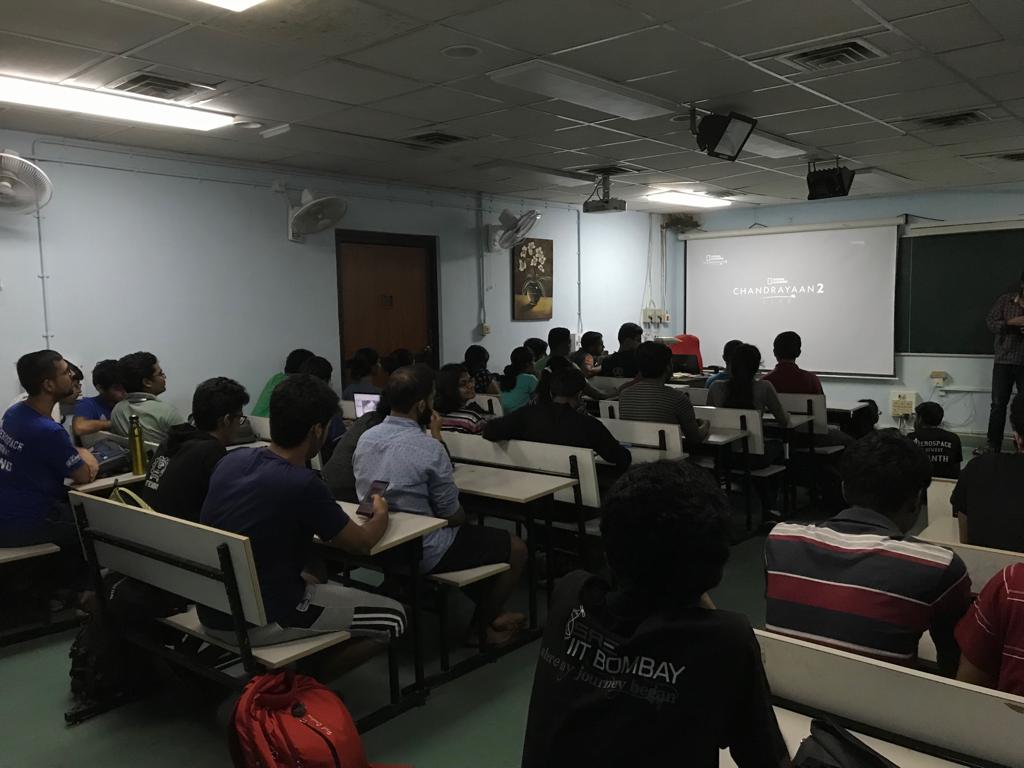We along with Department of Aerospace Engineering and Students of IIT Bombay are eagerly waiting for the #Chandrayaan2Landing The screening is being done in 3 different rooms :) #Chandrayaan2Live @isro @narendramodi @iitbombay