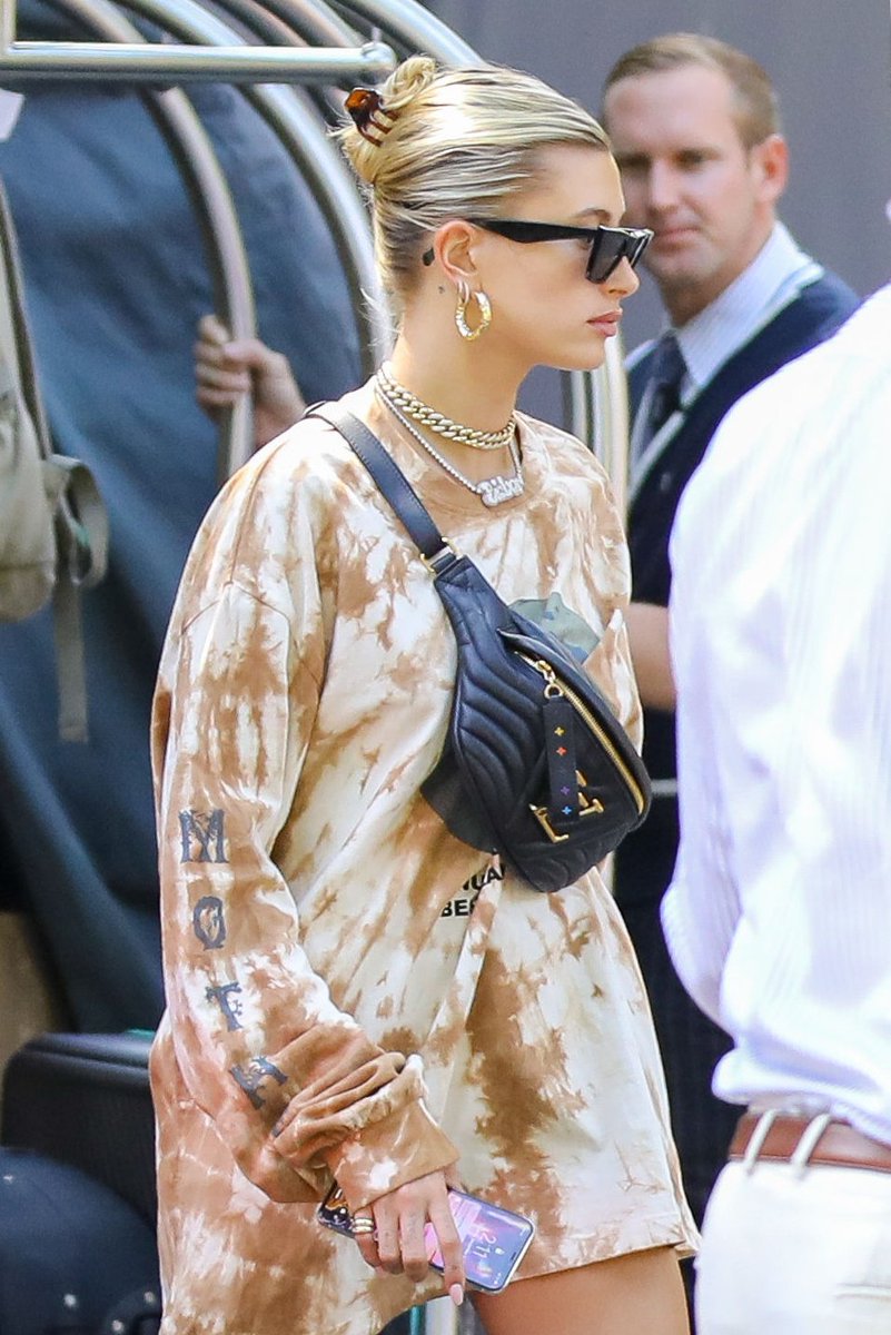 Louis Vuitton New Wave Bum Bag worn by Hailey Baldwin With Maeve Reilly on  September 5, 2019