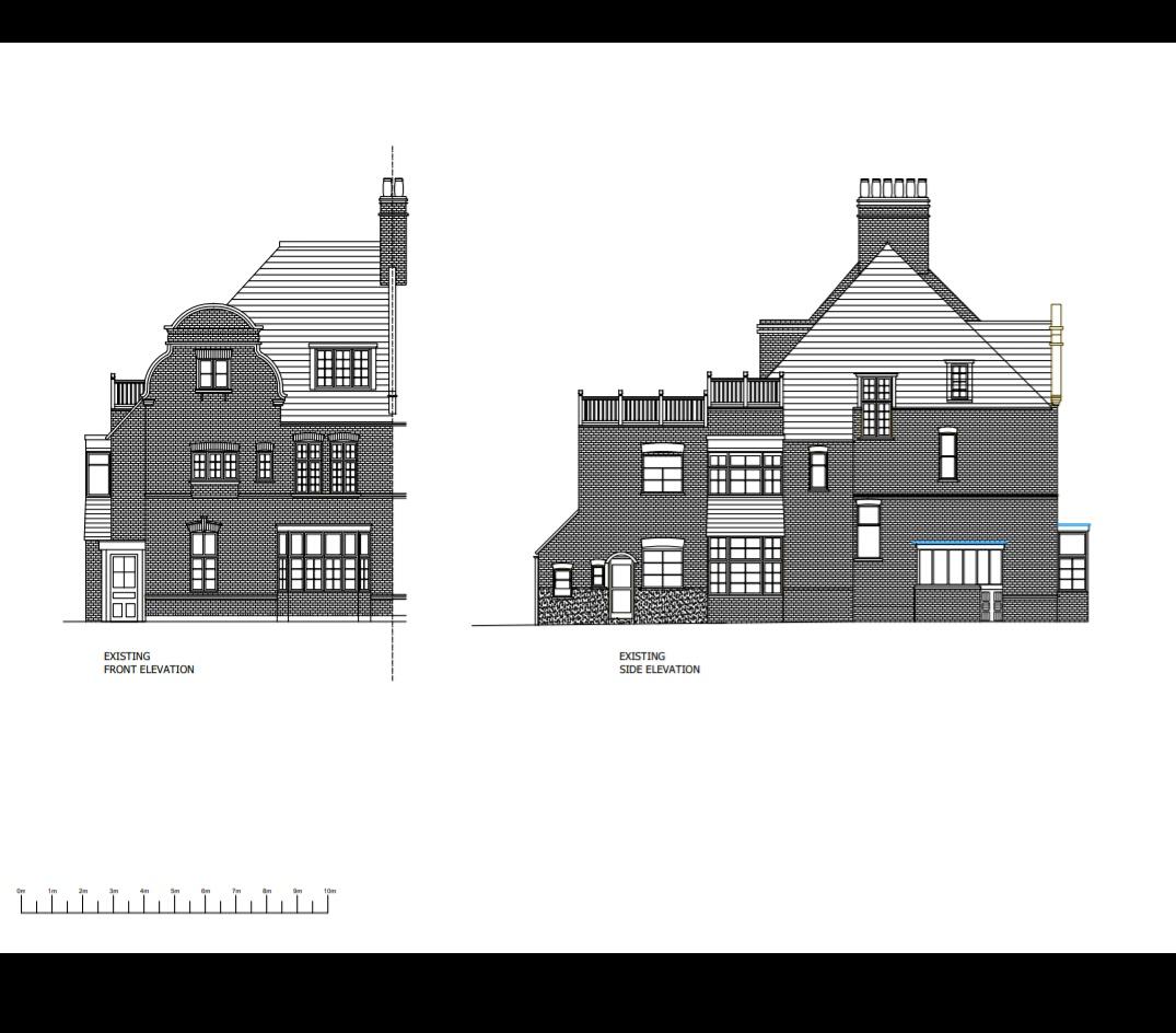 ArckiDraw's tweet image. Existing elevations for massive house.
