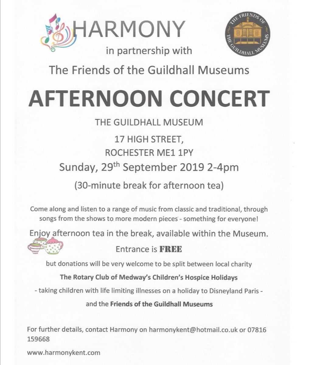 HarmonyKent's tweet photo. Come and see us for our next public performance at the beautiful @Rochester @Guildhallmuseum #free https://t.co/yHMIOZGyFh