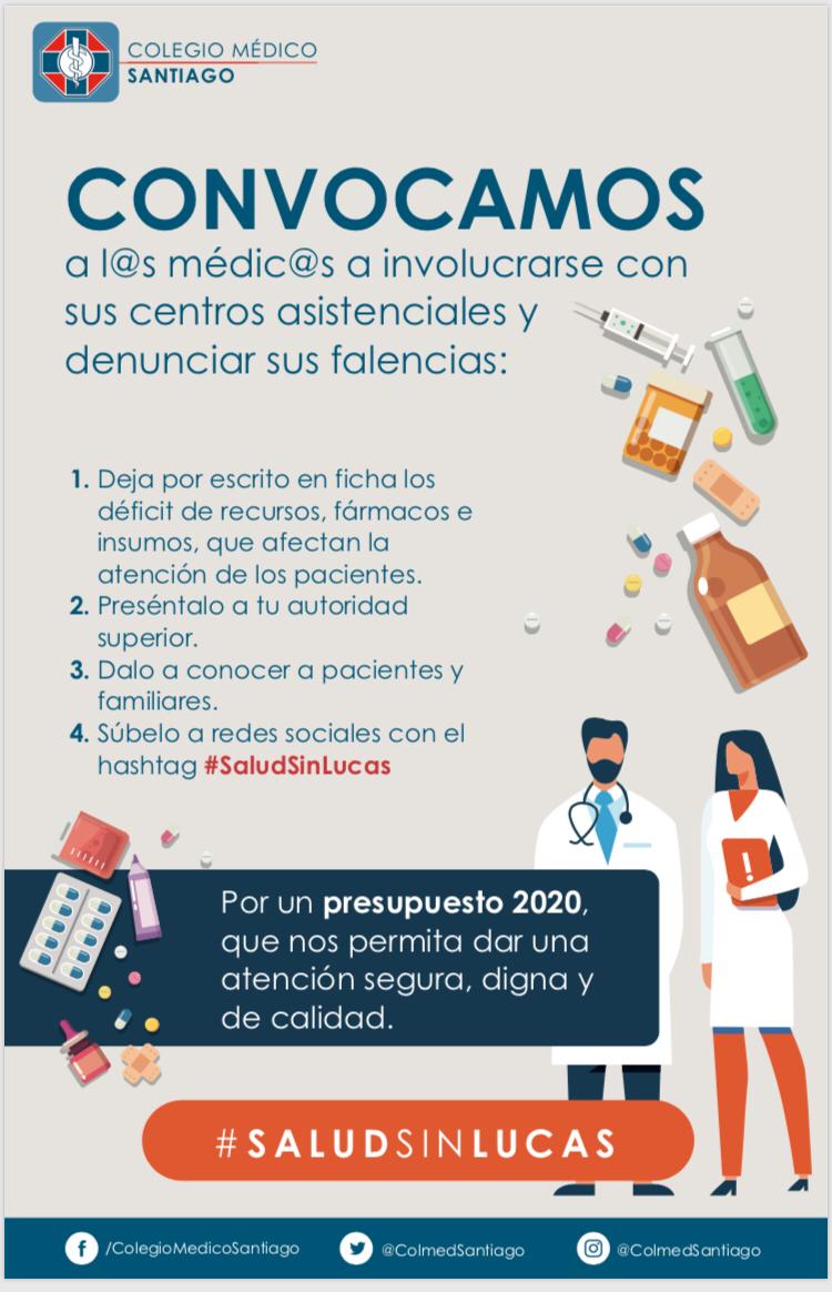MeDiC🅰️N🅰️TyHC (@medica_natyhc) on Twitter photo #SaludSinLucas
Por un Presupuesto 2020 que nos permita dar una atención de salud segura, digna y de calidad
L@s Medic@s nos hacemos parte en exponer las falencias de nuestros centros asistenciales
<a href="/ColMedSantiago/">Colmed Santiago</a> #SaludSinLucas
Por un Presupuesto 2020 que nos permita dar una atención de salud segura, digna y de calidad
L@s Medic@s nos hacemos parte en exponer las falencias de nuestros centros asistenciales
<a href="/ColMedSantiago/">Colmed Santiago</a>