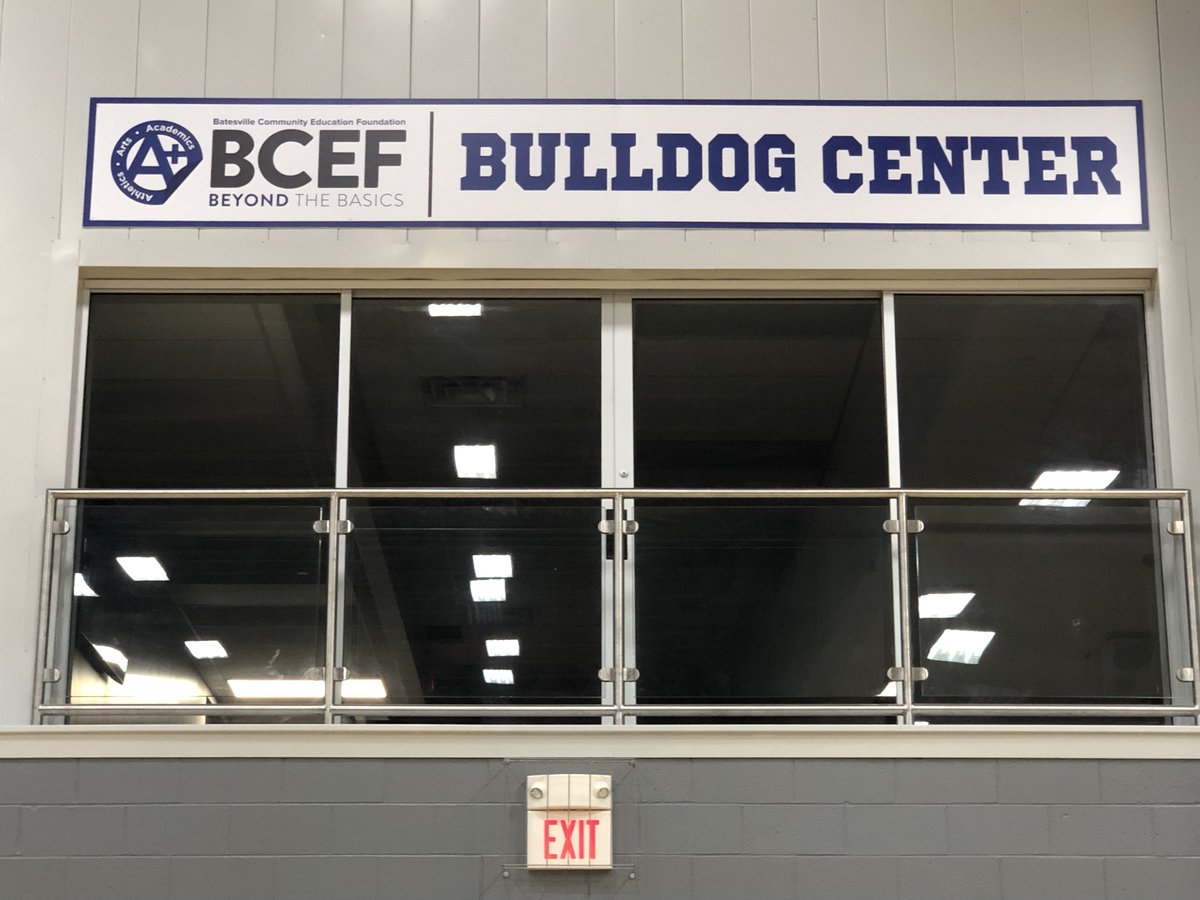 Our new sign is up in the BHS gym! #whatsupthere #ohthatstheBCEFBulldogCenter #flexiblespace