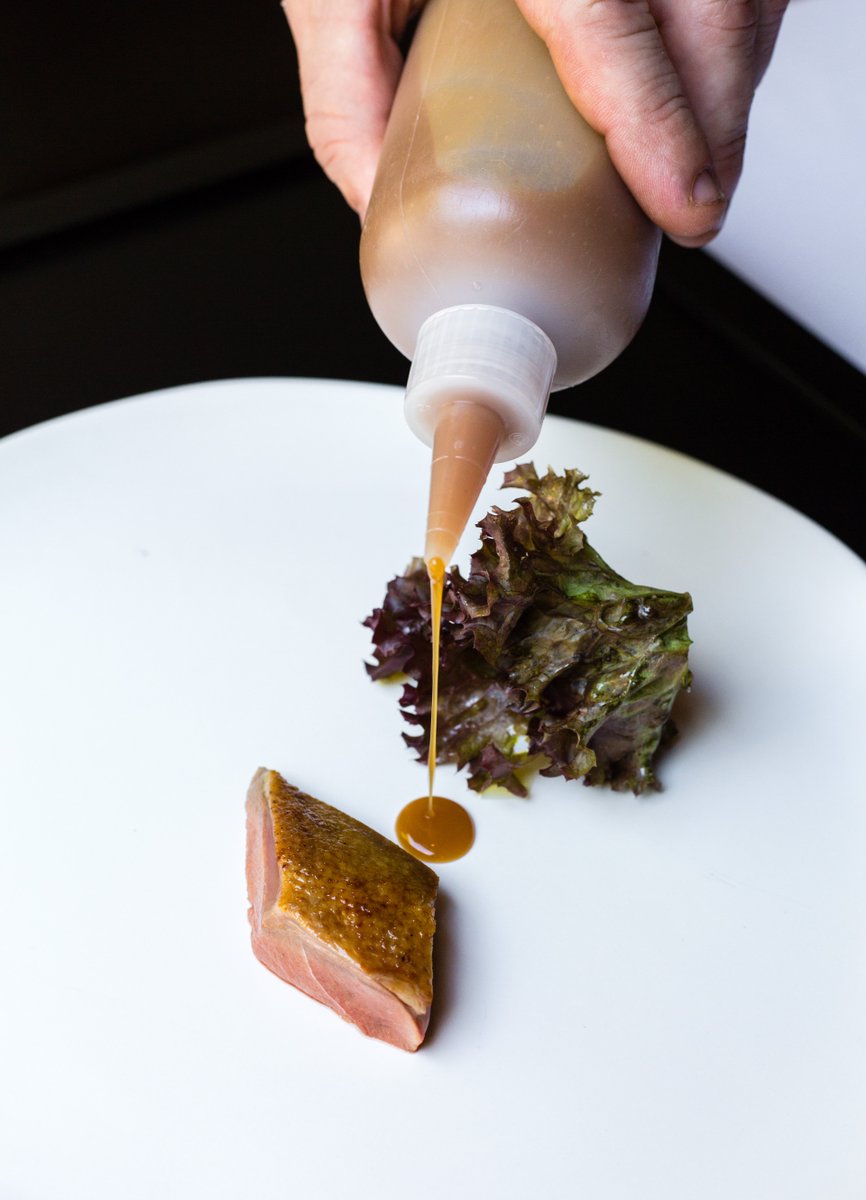 Aged duck, Lolla Rosa lettuce, duck vinaigrette, herb pesto