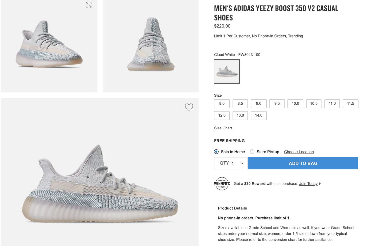 yeezy shoes finish line