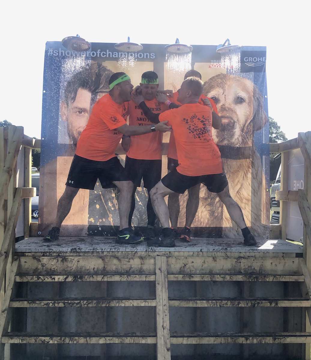 Awesome work <a href="/GlenGarner/">glengarner</a> and squad at <a href="/ToughMudder/">Tough Mudder</a> today! Good luck in our shower selfie competition! #showerofchampions