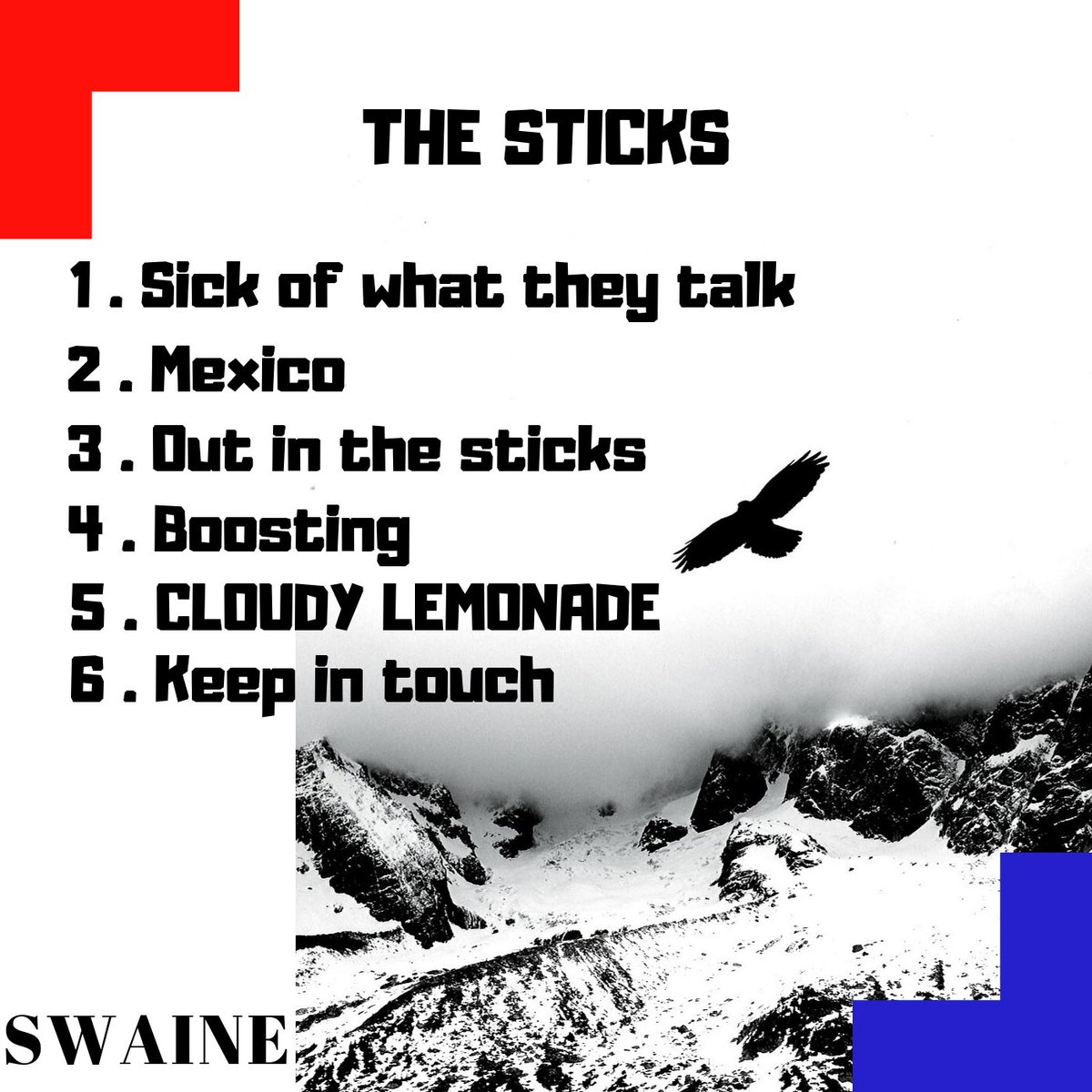 TRACK LIST FOR ‘THE STICKS’ EP//
OUT NEXT SUNDAY THE 29th ON SPOTIFY AND ITUNES 🌲 AM FUCCKING BUZZZZZZIN MINN😎