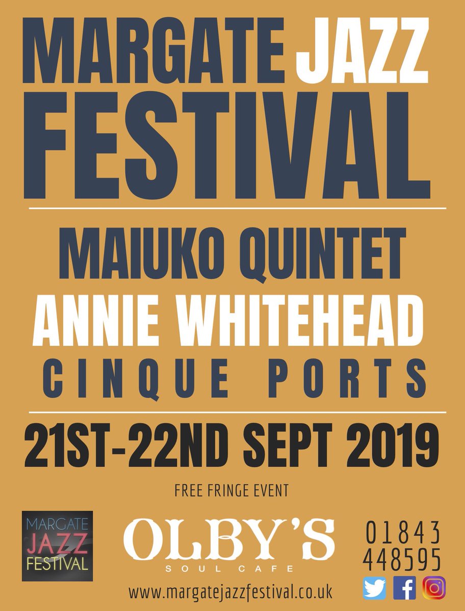 Saturday afternoon free gigs: 3.00 Maiuko Quintet <a href="/cinqueportsmarg/">Cinque Ports Margate</a>  4.00 MJF Jam Session <a href="/aleandcider/">aleandcider</a> and 5.00 Nigel Thomas Qt with Paul Booth <a href="/SandsHotelMarga/">Sands Hotel Margate</a>