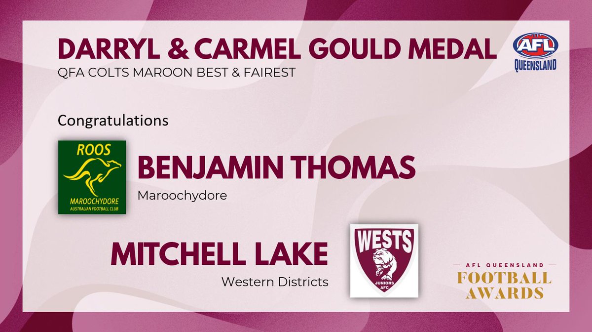 We have joint winners in the QFA Colts Maroon Best and Fairest!