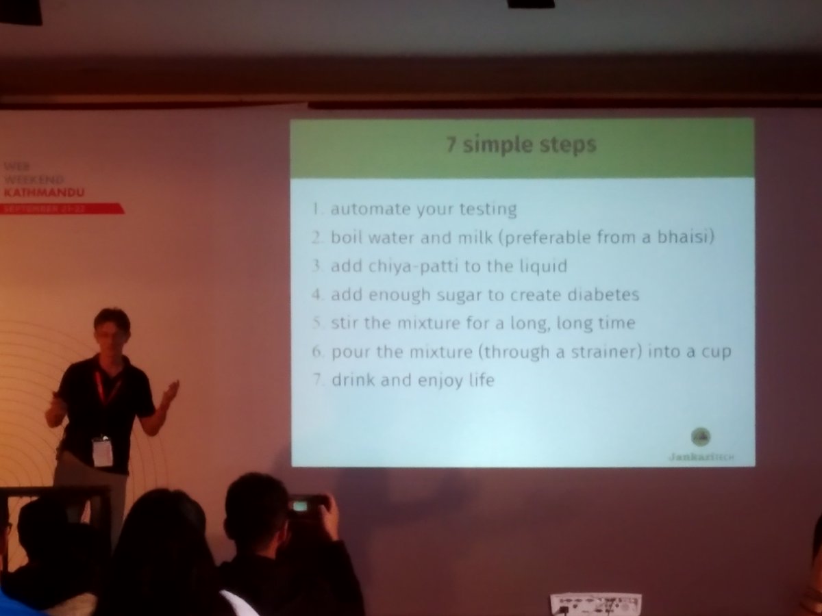 "How to change your Manual testing time into Chiya drinking time"????

Here are 7 simple steps 😁 ⬇️
#wwktm 
#wwktm2019