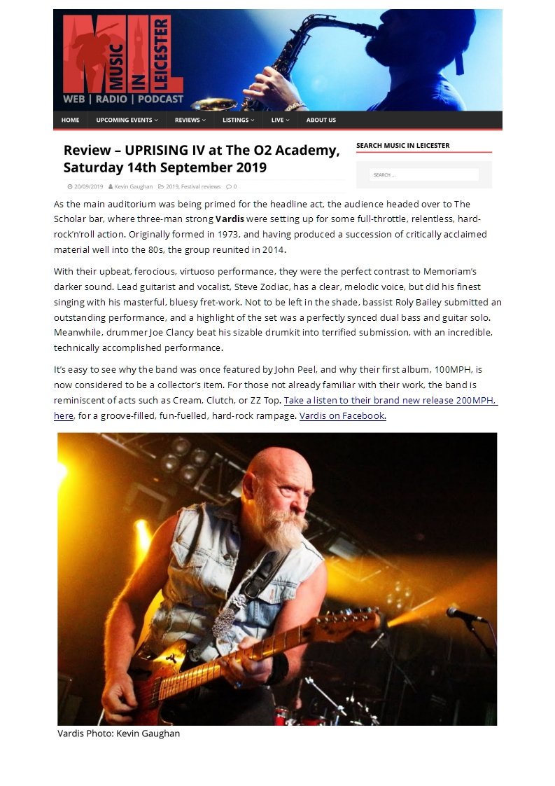 Great @vardis_rocks live review from #MusicinLeicester next shows 2020: 
1) Friday 14th Feb 2020 #Yardbirds Club, #Grimsby UK
2) Saturday 15th Feb 2020 #TheLeopard #Doncaster UK
3) Friday 13th March 2020 100mph @ the #100Club, Oxford Street, #London UK.