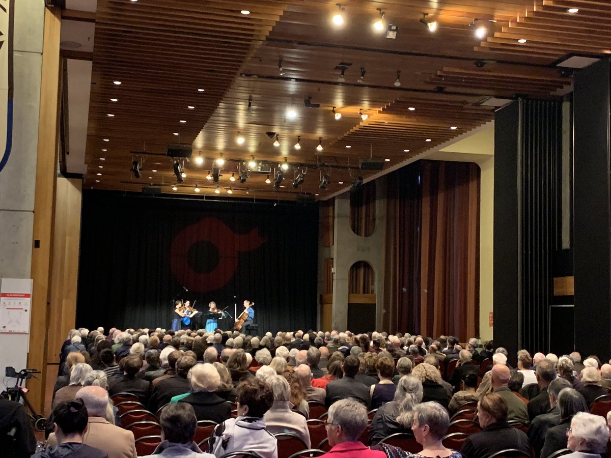 OrchestraWLG's tweet photo. #EPIC! programming deserves an EPIC preview concert!
Our friends the New Zealand String Quartet performing Beethoven’s Opus 131 to an audience of over 400 in the Renouf Foyer ahead of our own performance this evening in the auditorium.
#TransfiguredNight https://t.co/yT4GvuekWp