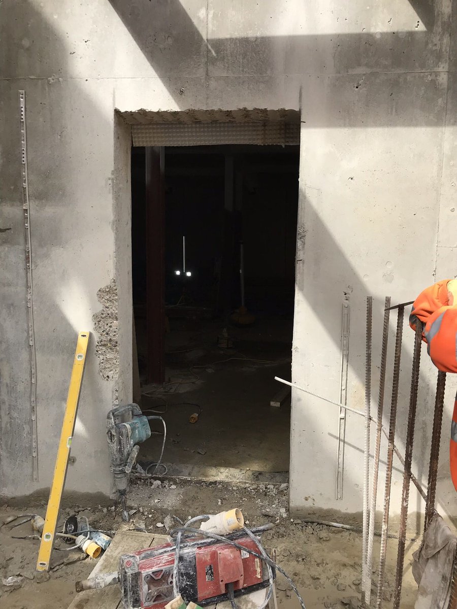 A drill cut and removal of a doorway thru a 300mm r/c wall lump weighs around 1.6 tons 
#concrete# drilling#cutting