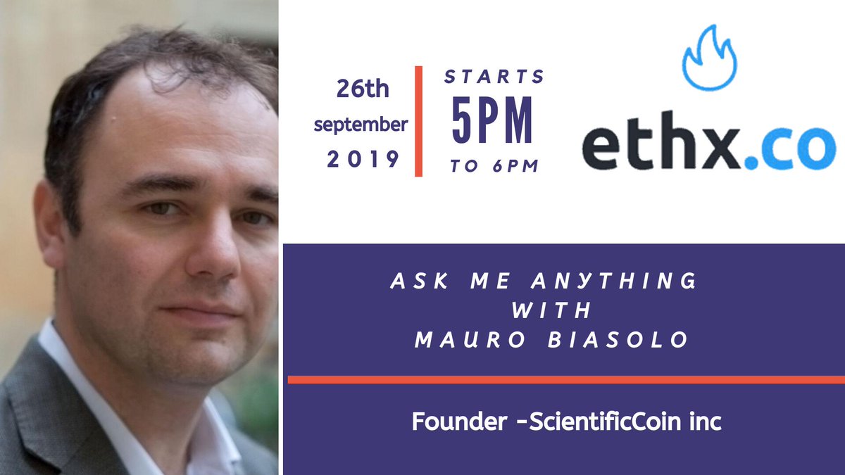 oropocket's tweet photo. AMA With Mauro Biasolo, (Founder - ScientificCoin inc) on " Leveraging the power of decentralization "
Mauro Biasolo is an entrepreneur with a strong focus on blockchain and artificial intelligence.
5 Pm IST, 26th Sept
Link - https://t.co/7GnFSH4UUM
#AMA #Blockchain #Crypto https://t.co/YIK7JEUgO8