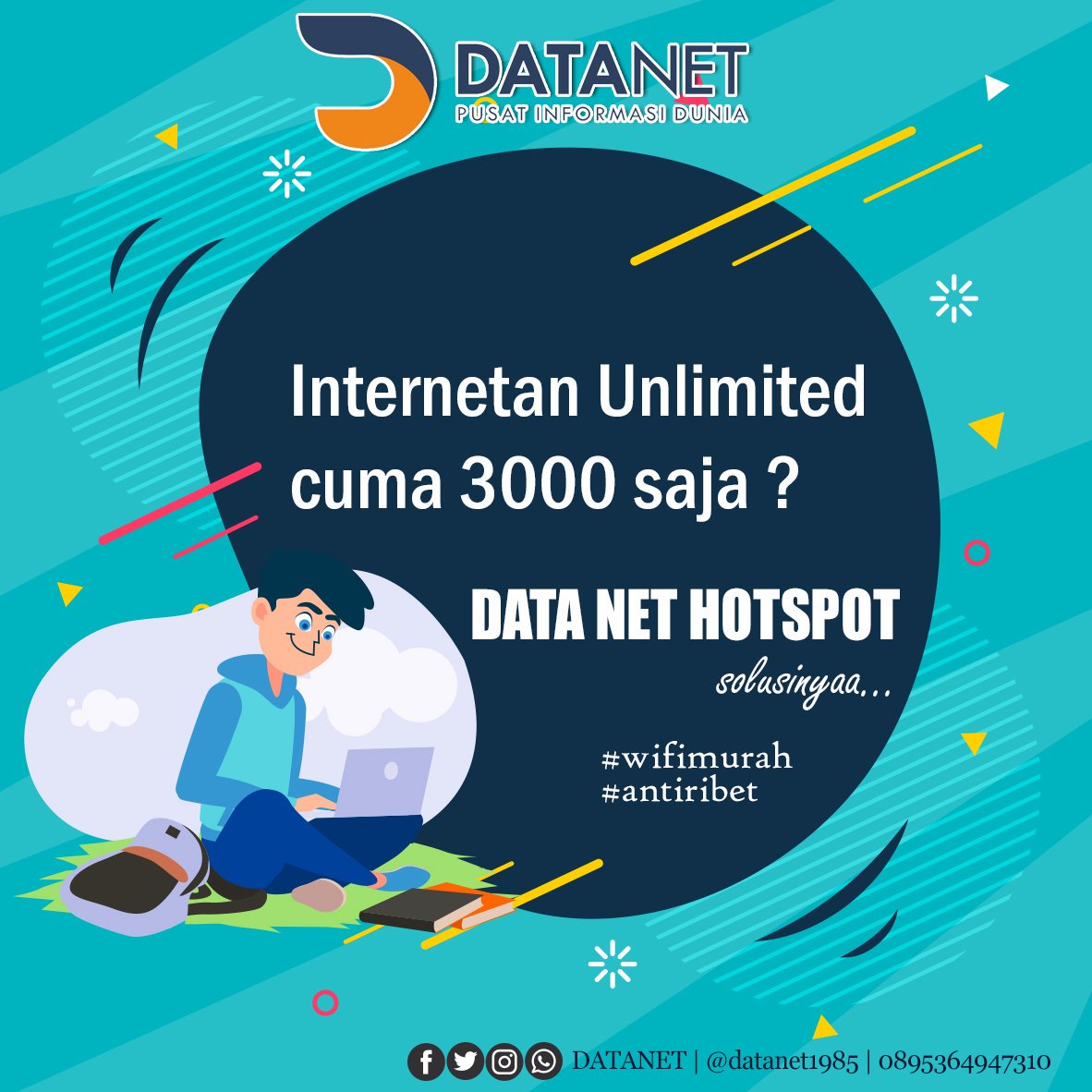 datanet1985's tweet image. Yuk beli voucher Data Net hotspot, internetan unlimited cuma 3000 rupiah aja..
#datanet
#datanethome
#datanethotspot
#datanetkece
#network
#ngalahnesia