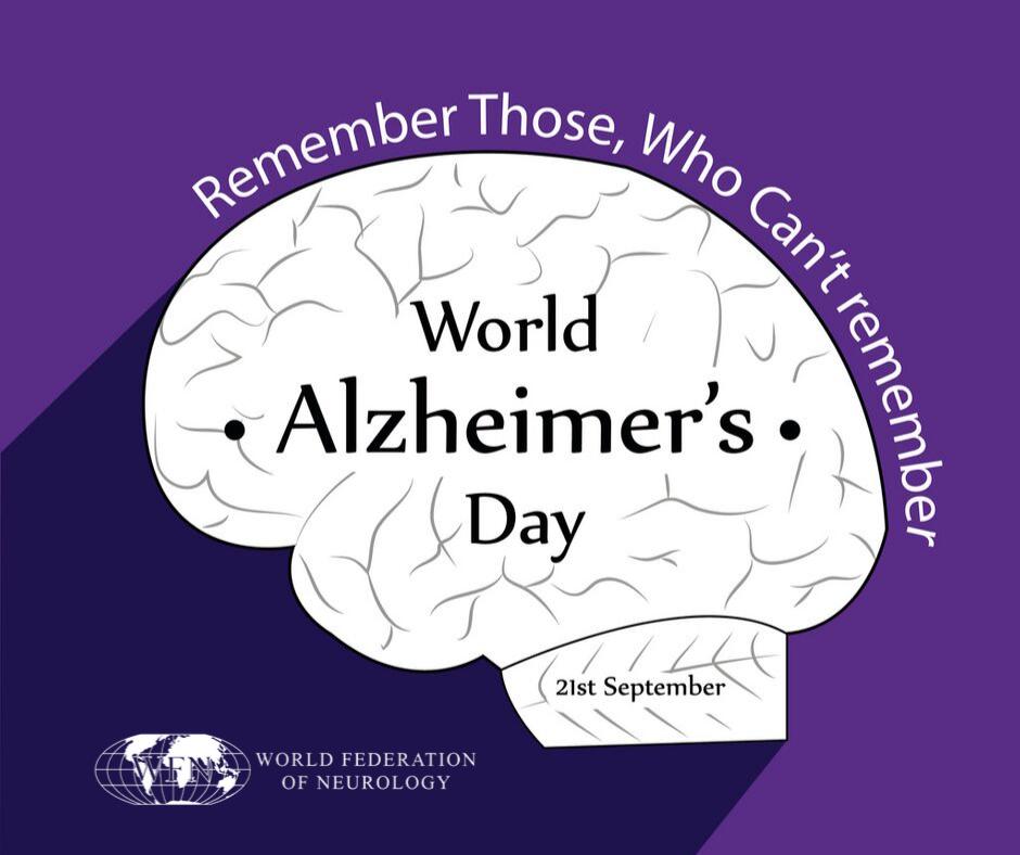 wfneurology's tweet photo. It's #WorldAlzheimersDay today! There are nearly 50 million people, living with #dementia worldwide. At #WCN2019 we'll talk about Dementia: Atypical and Typical Presentations of #AlzheimersDiesease. #WorldAlzheimersMonth
Join us: https://t.co/R7Y8UHMziD https://t.co/HeDdDei6ZB