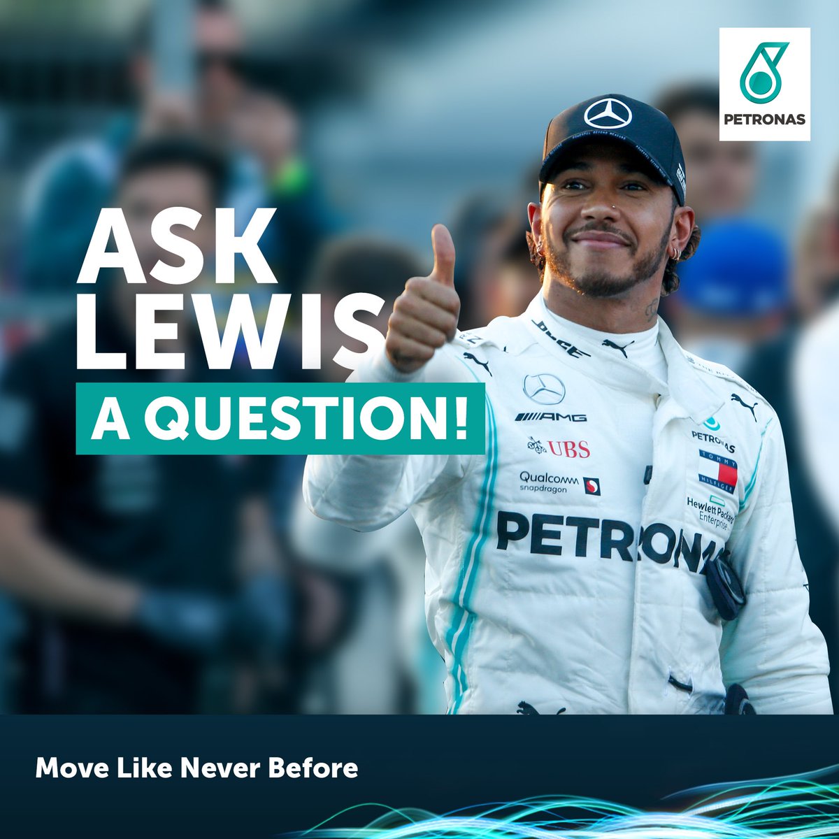 A CHANCE OF A LIFETIME! If you could just ask Lewis Hamilton a question, what would it be? 🤔👀

Don't forget to add #AskLewis #PDBxLewis! 

#MercedesAMGF1 #PETRONASMotorsport #PETRONASPrimax #PETRONASSyntium #theWinningFormula #F1